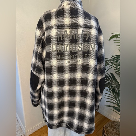 Harley-Davidson Black and White Checkered Shirt Jacket